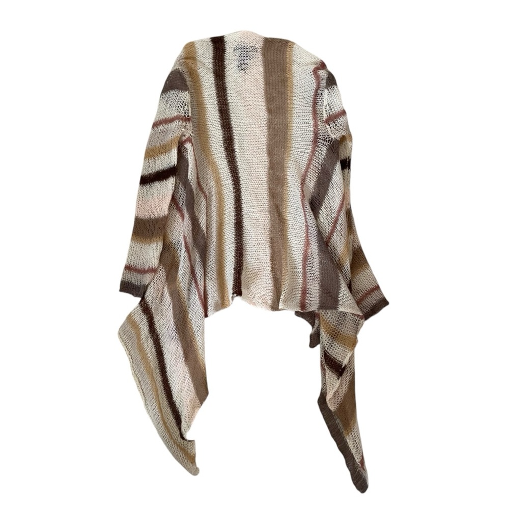 Love Stitch Loose Knit‎ Large Cream Brown Stripes Fairy Mohair Cardigan - Picture 2 of 8